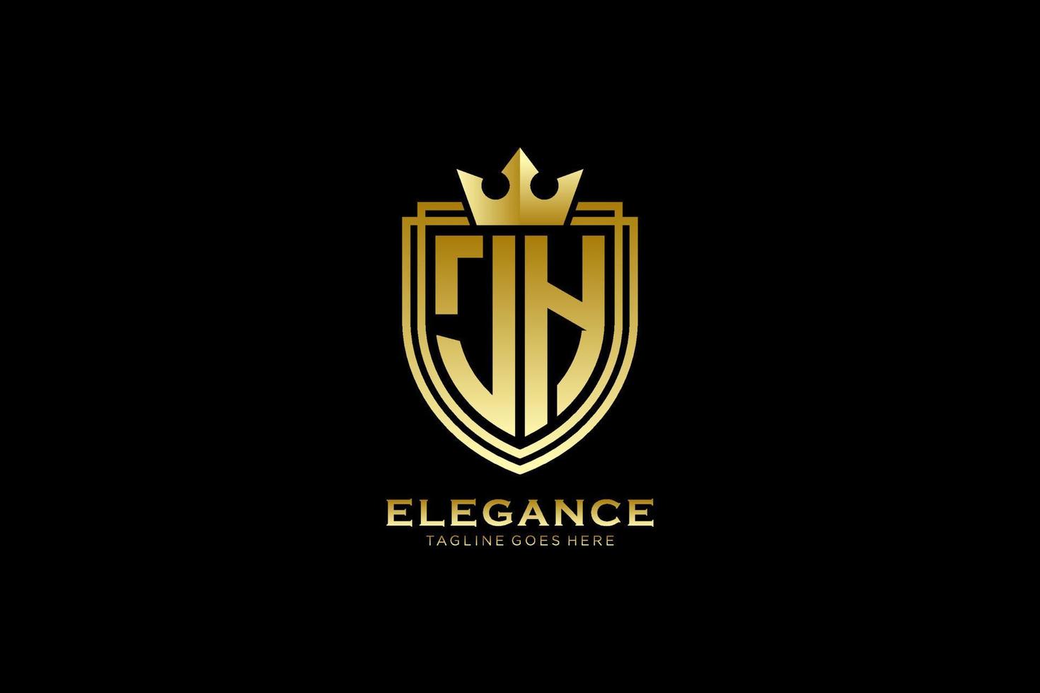 logotipo de monograma de luxo elegante inicial jh ou modelo de crachá com pergaminhos e coroa real - perfeito para projetos de marca luxuosos vetor
