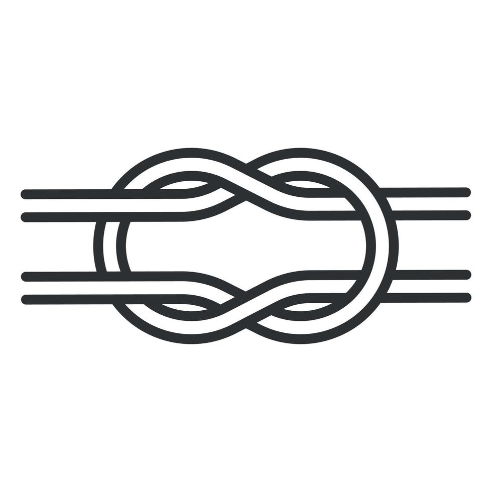 corda de cabo, nó do mar ou laço. ícone de linha de nó de hércules. logotipo do nó do recife. nó de tecelão. ilustração vetorial vetor