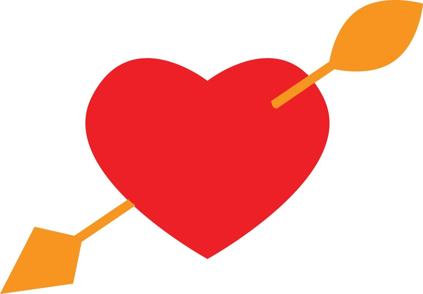 ícone de emoji de coração e seta em fundo branco. coração romântico vermelho com seta. coração com seta canta. estilo plano. vetor