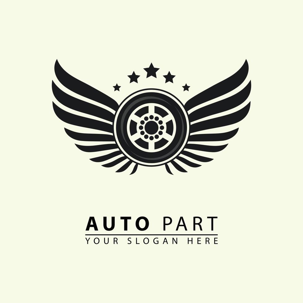 ícone de vetor de logotipo de pneu de carro alado