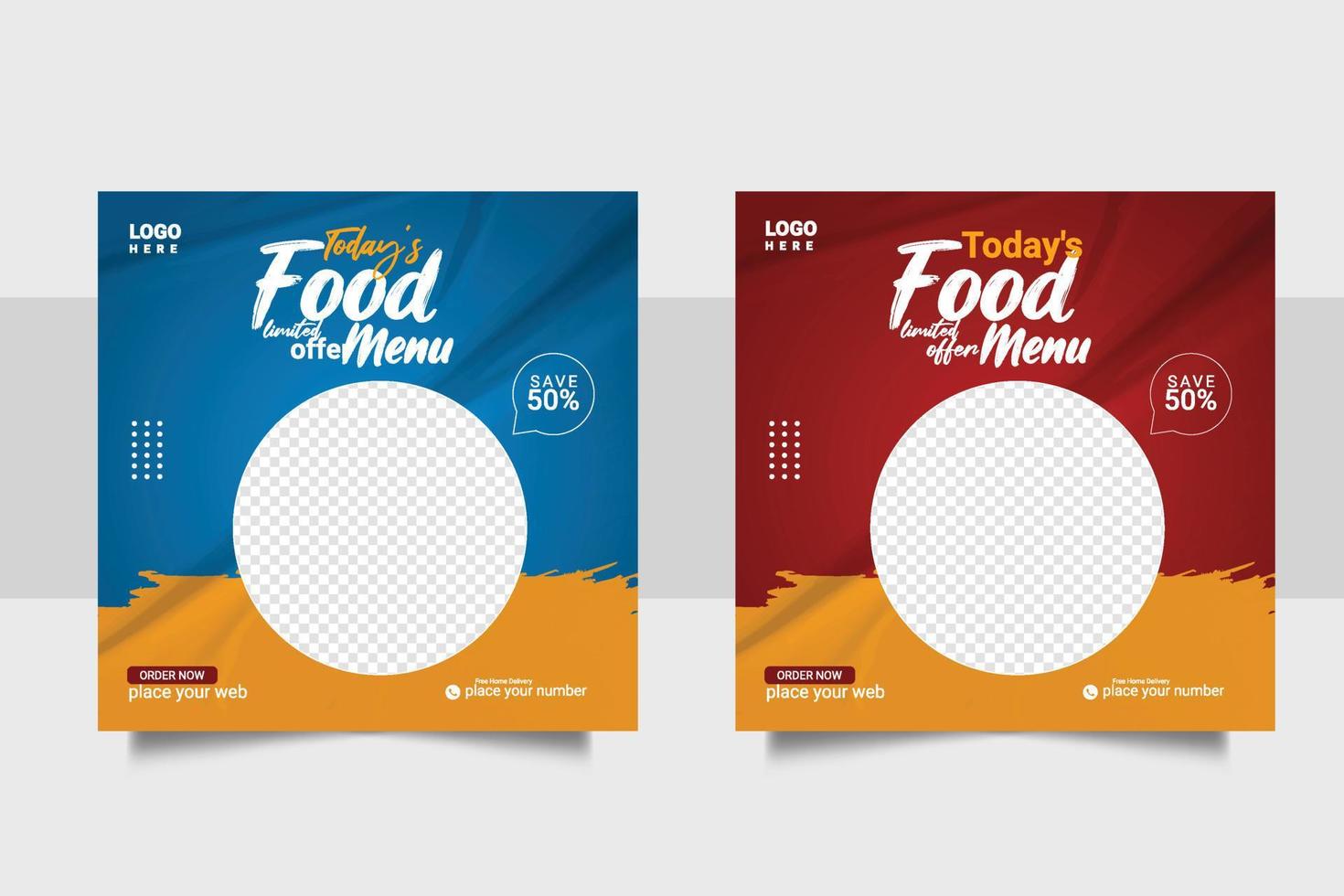 promoção de mídia social de alimentos e design de postagem de banner vetor