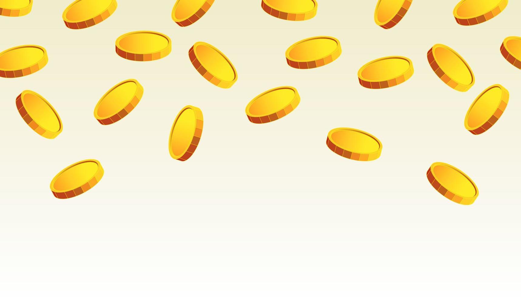 moedas de ouro caindo isoladas em branco em diferentes posições com lugar para texto. vetor