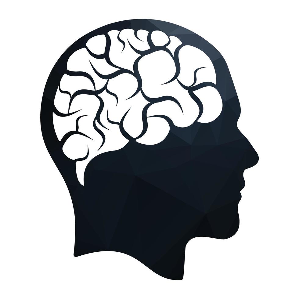 cabeça com design de ilustração vetorial de cérebro. ícone de vetor de cabeça e cérebro humano. conceito de mente.