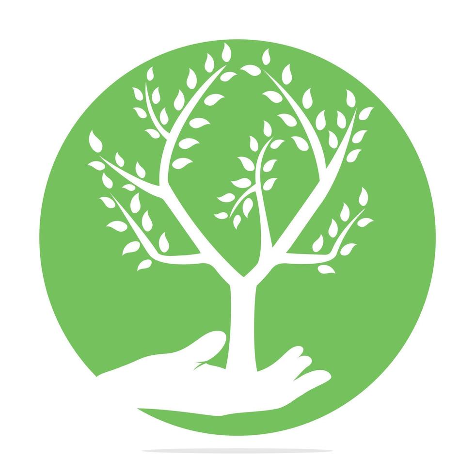 árvore na mão design de logotipo de vetor. logotipo de produtos naturais. ícone de cosméticos. logotipo do spa. vetor