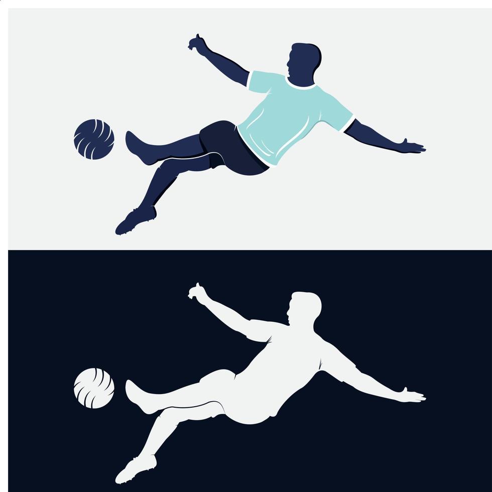 design de vetor de logotipo de homem de jogador de futebol e futebol.