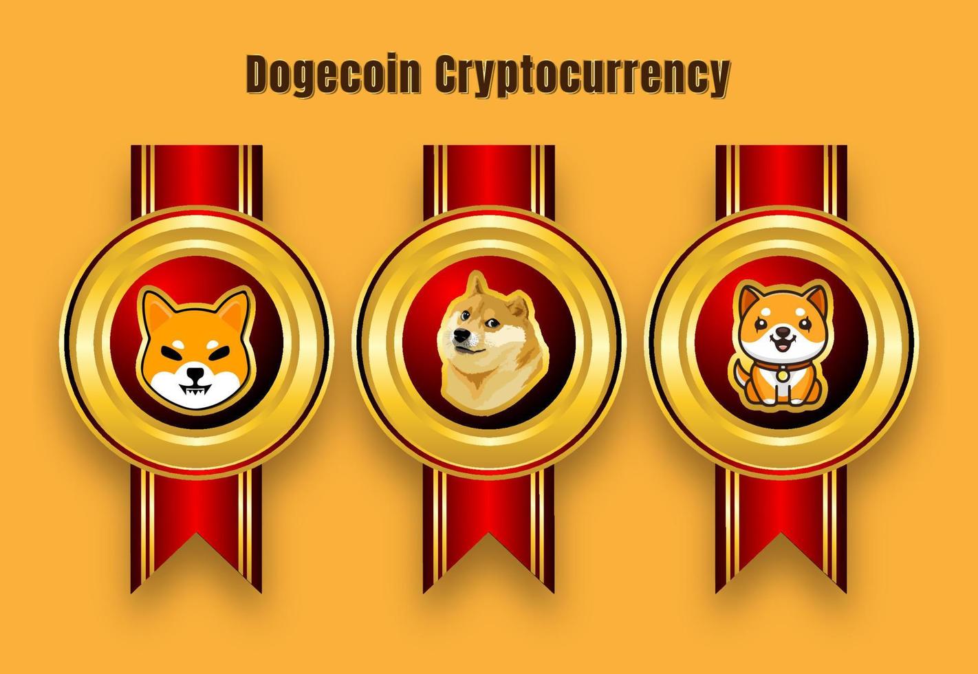 rótulo de marca de criptomoeda meme moeda doge vetor