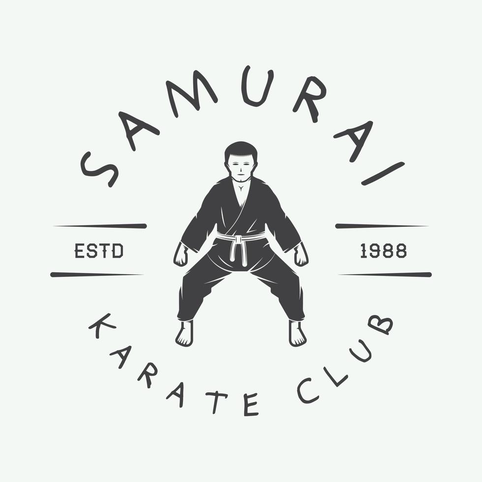 logotipo vintage de karatê ou artes marciais, emblema, crachá, rótulo e elementos de design. ilustração vetorial vetor