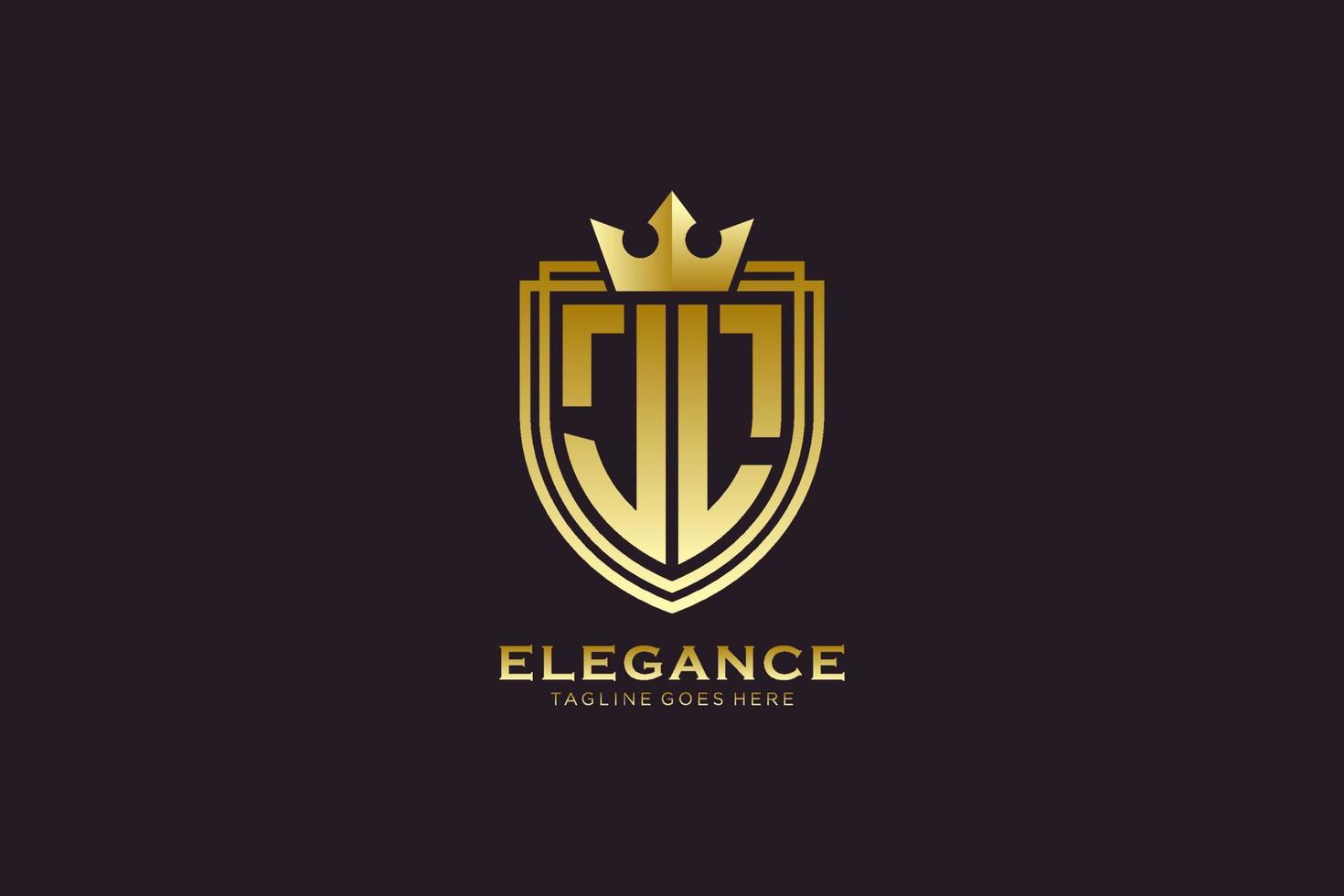logotipo de monograma de luxo elegante inicial jl ou modelo de crachá com pergaminhos e coroa real - perfeito para projetos de marca luxuosos vetor