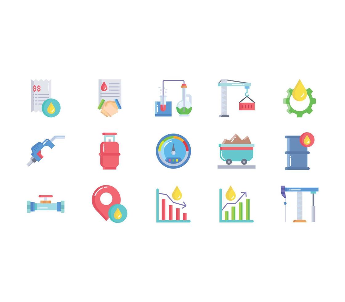indústria petrolífera e conjunto de ícones de petróleo vetor