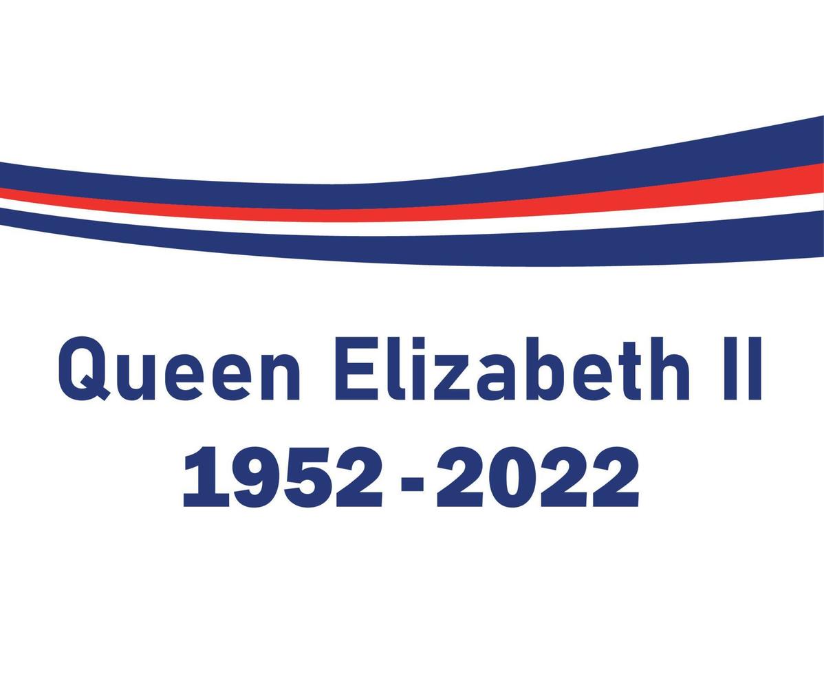 rainha elizabeth 1952 2022 azul e britânico o reino unido fita bandeira nacional europa emblema ícone ilustração vetorial elemento de design abstrato vetor