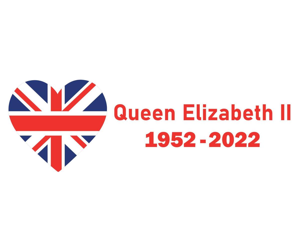 rainha elizabeth 1952 2022 vermelho e britânico reino unido bandeira coração europa nacional emblema ícone ilustração vetorial elemento de design abstrato vetor