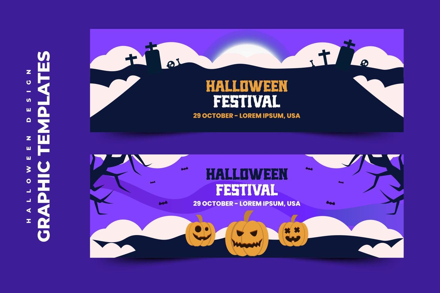 modelo de design gráfico com tema de halloween fácil de personalizar design simples e elegante vetor