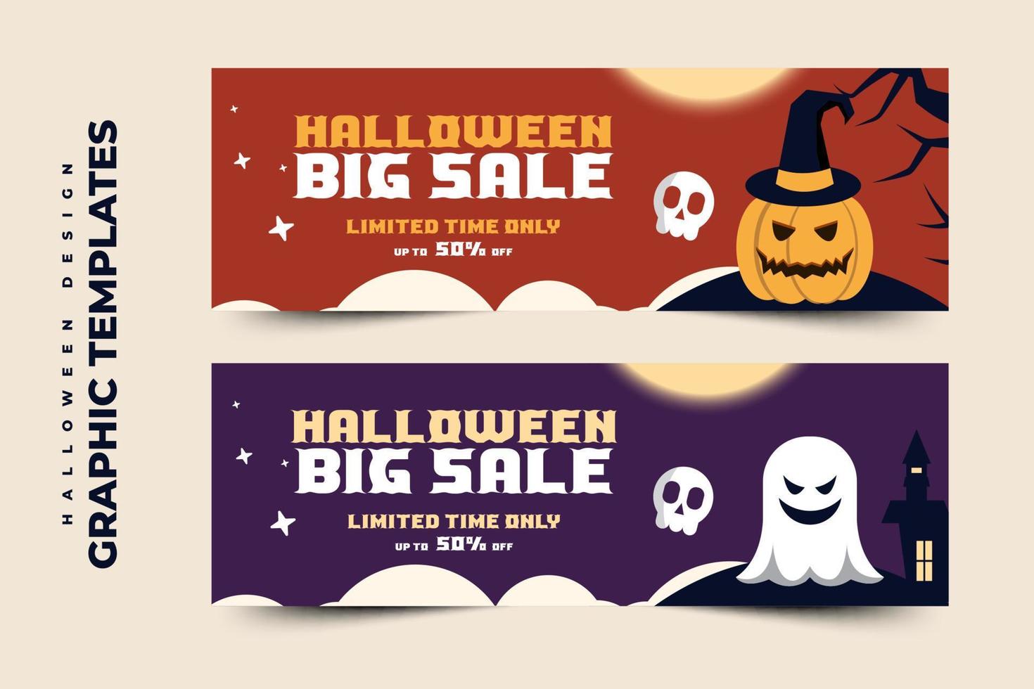 modelo de design gráfico com tema de halloween fácil de personalizar design simples e elegante vetor