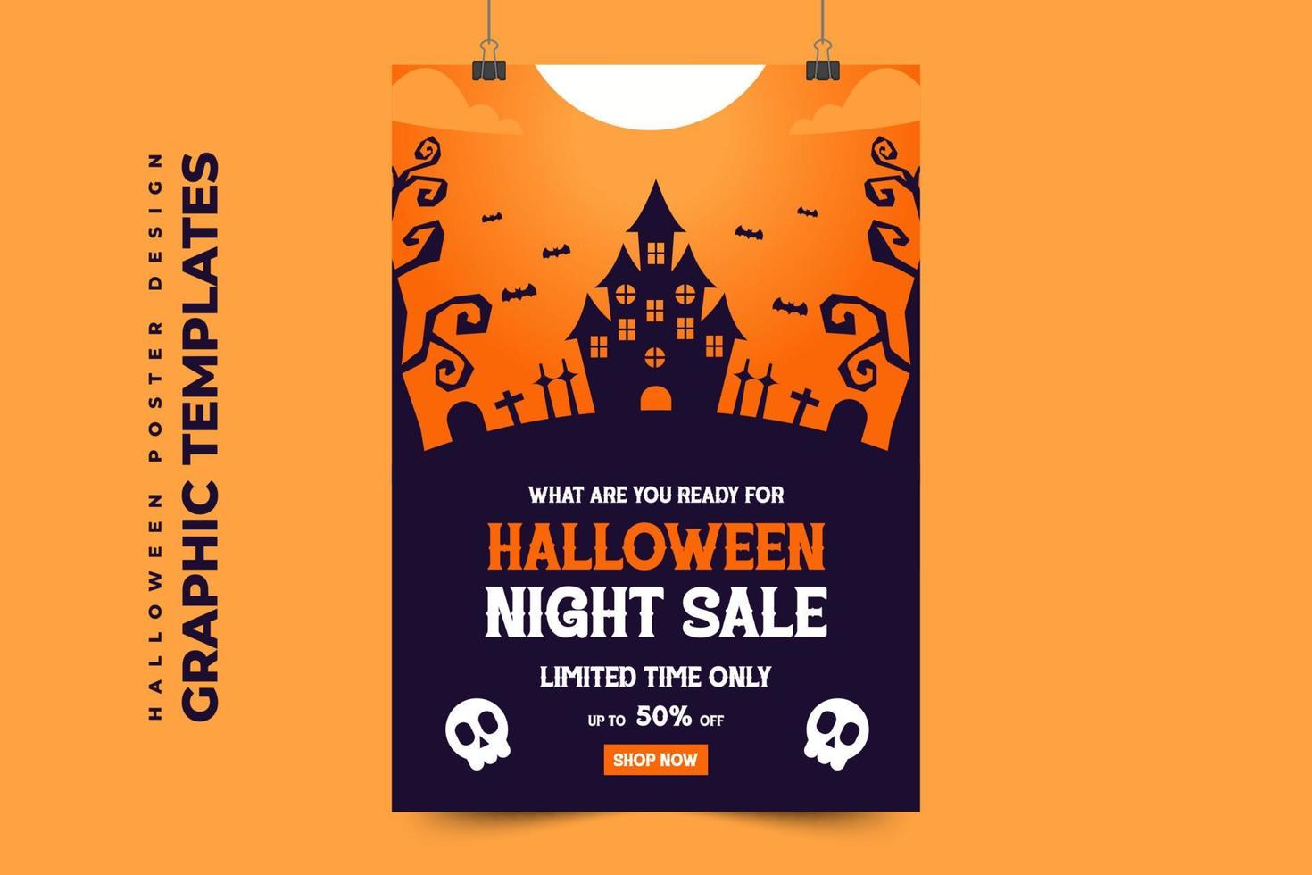 modelo de design gráfico com tema de halloween fácil de personalizar design simples e elegante vetor