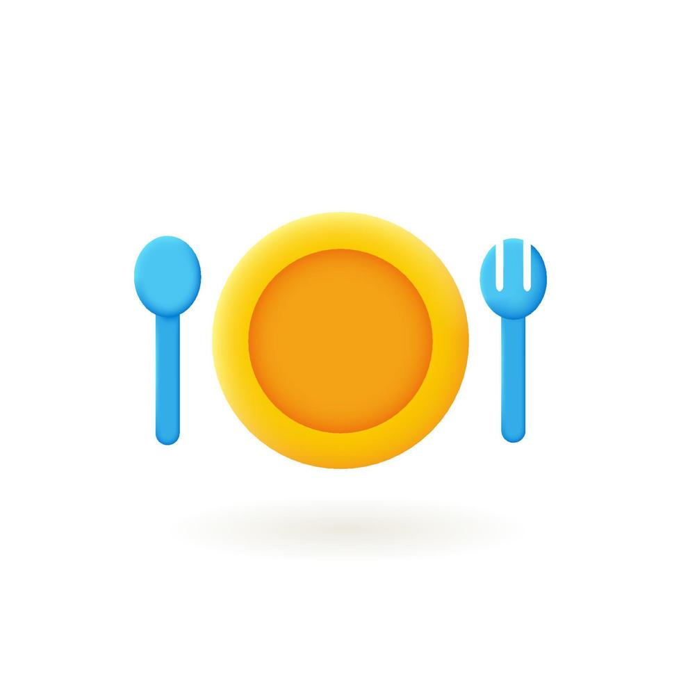 ícone 3d de alimentos e bebidas. cozinhar alimentos, vegetais, restaurante e café. ilustração vetorial de renderização 3D vetor