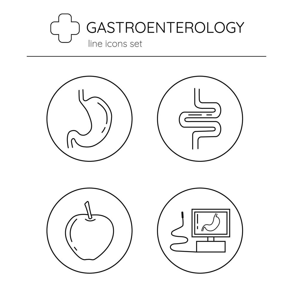 conjunto de ícones de linha de gastroenterologia vetor