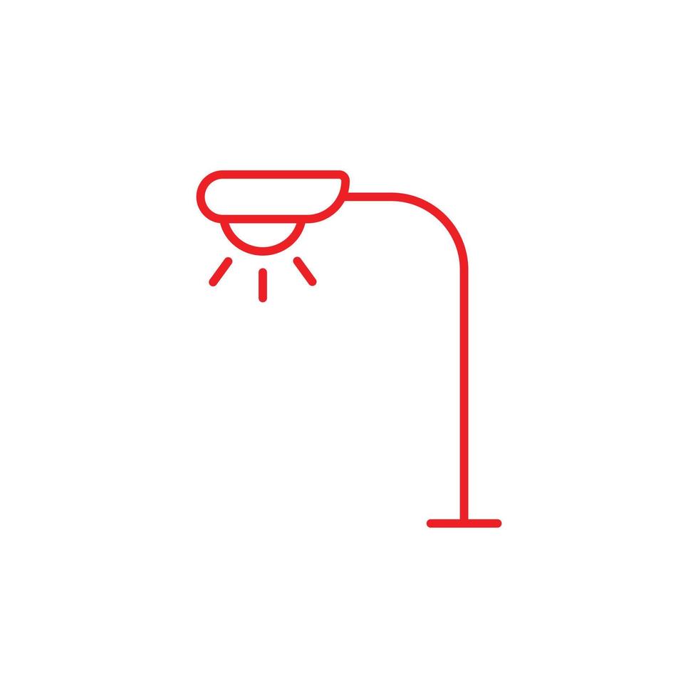 eps10 vermelho vector poste ou ícone de lâmpada isolado no fundo branco. poste de luz ou símbolo de contorno de lanterna em um estilo moderno simples e moderno para o design do seu site, logotipo e aplicativo móvel