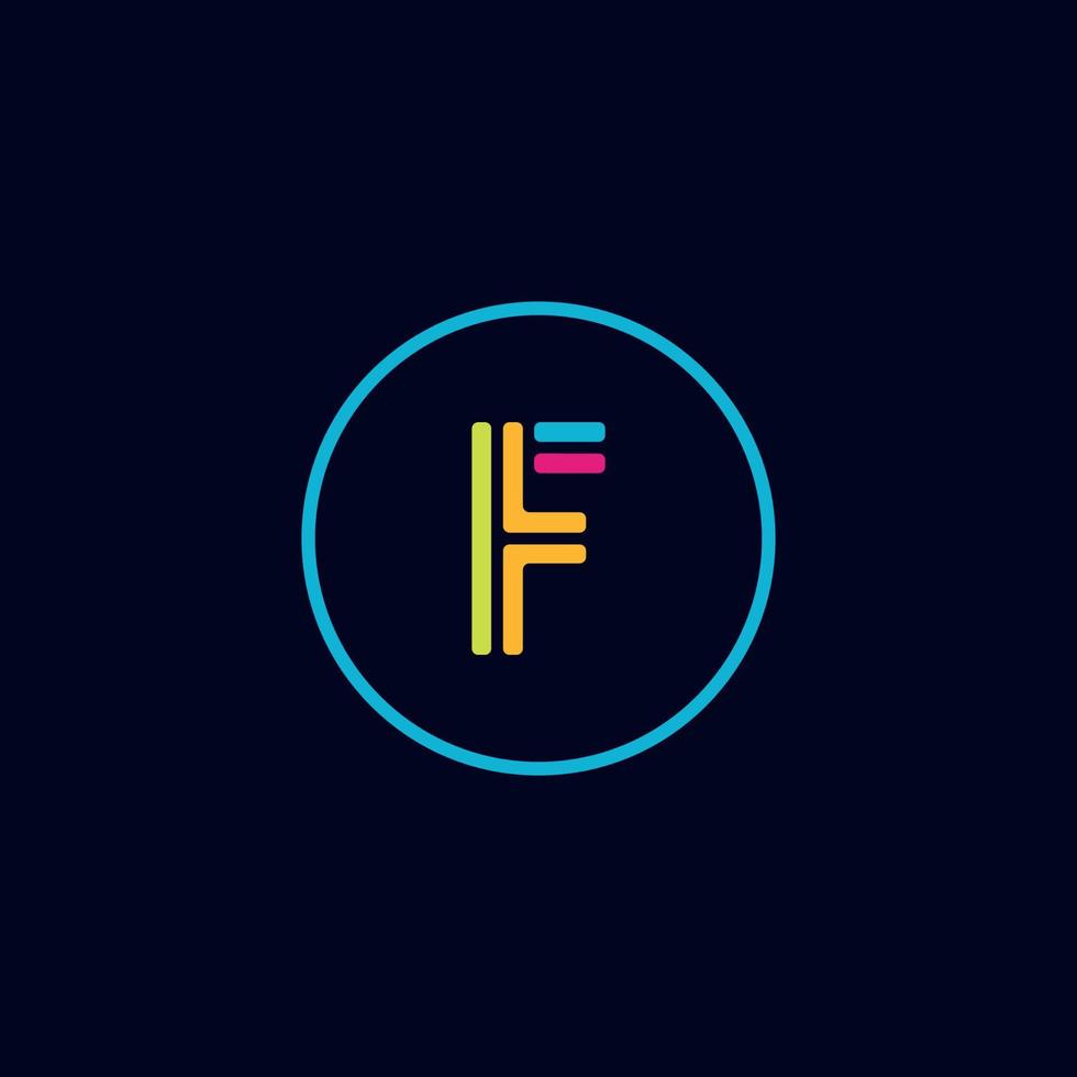 data letter f media logo it digital vetor