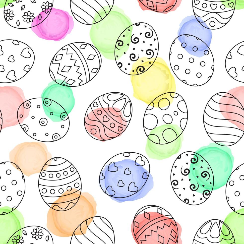 doodle de ovos de páscoa definir coleção com enfeites e ovos coloridos em fundo branco vetor