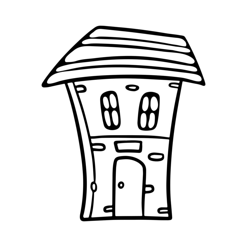 ilustração em vetor estilo cartoon doodle contorno de casa bonito para livro de colorir