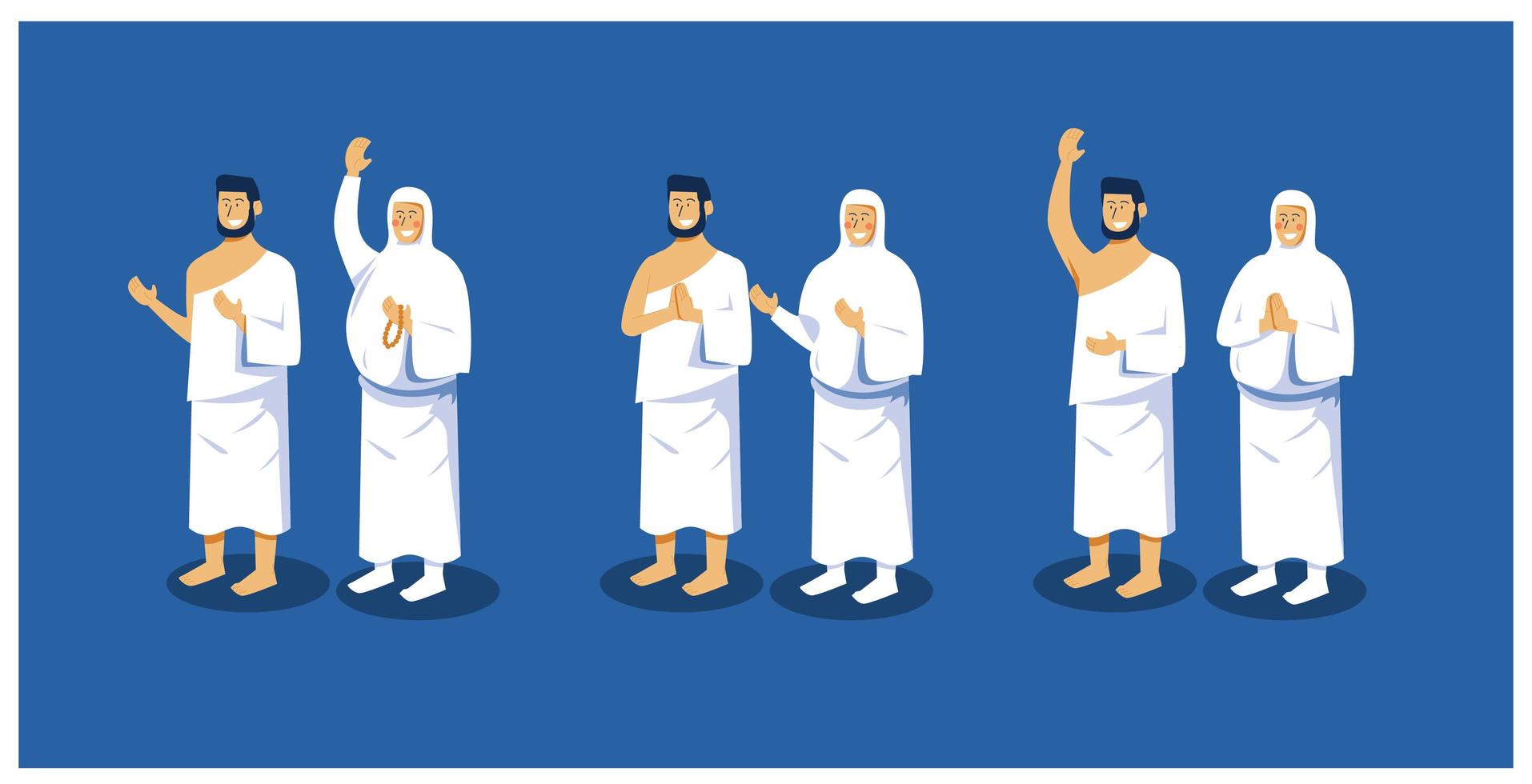 coleção de pose de personagem para islâmico vetor