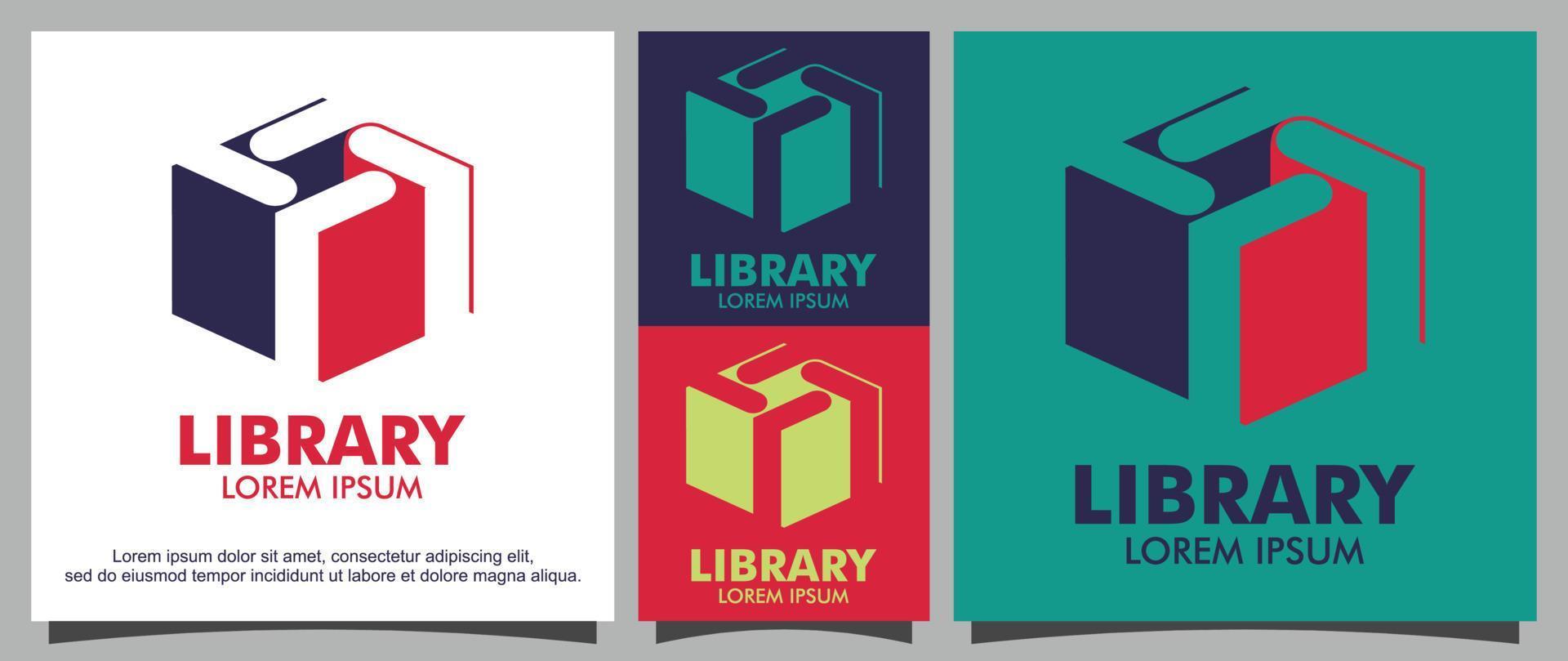 livros no modelo de logotipo da biblioteca vetor