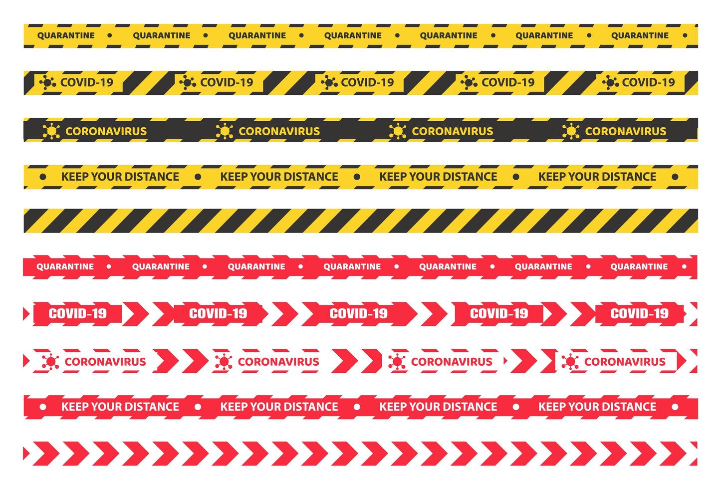 fita de quarentena de plástico amarela, preta e vermelha vetor