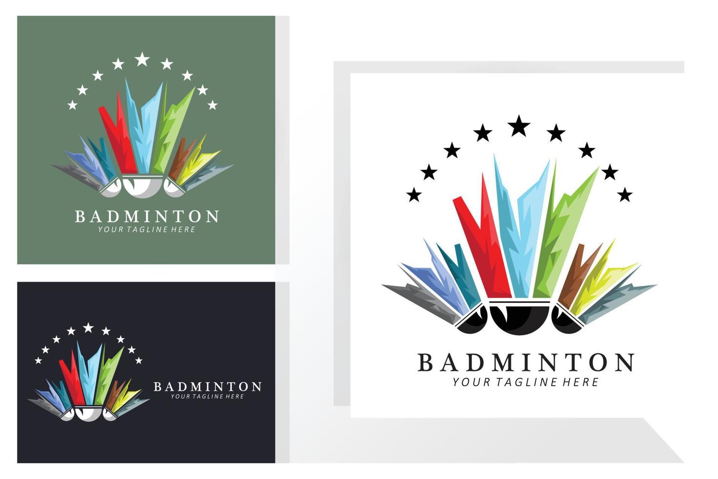 design de logotipo de badminton, ícone vetorial para competições de atletismo vetor