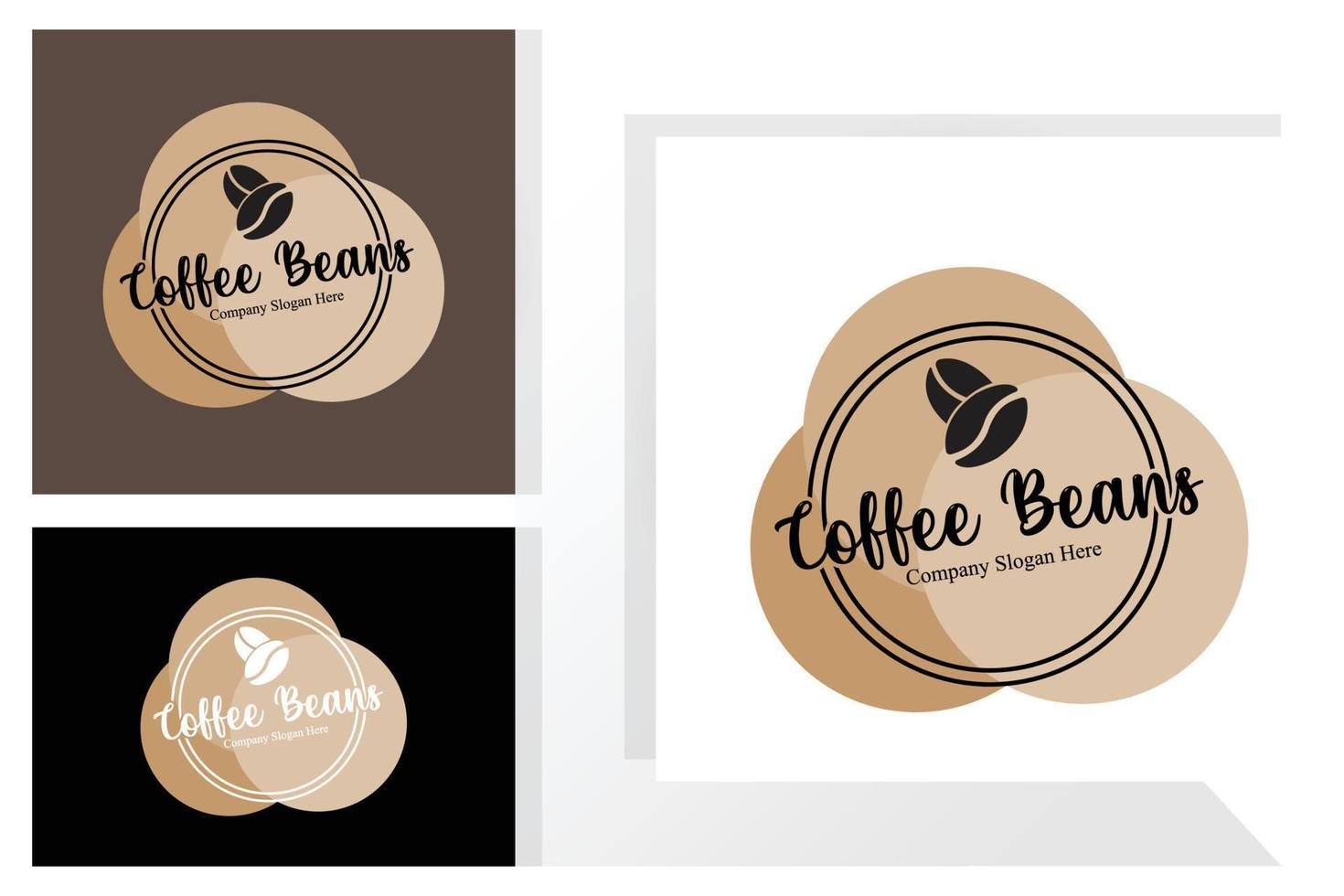 design de logotipo de bebida de feijão de café em ilustração vetorial de cor marrom vetor