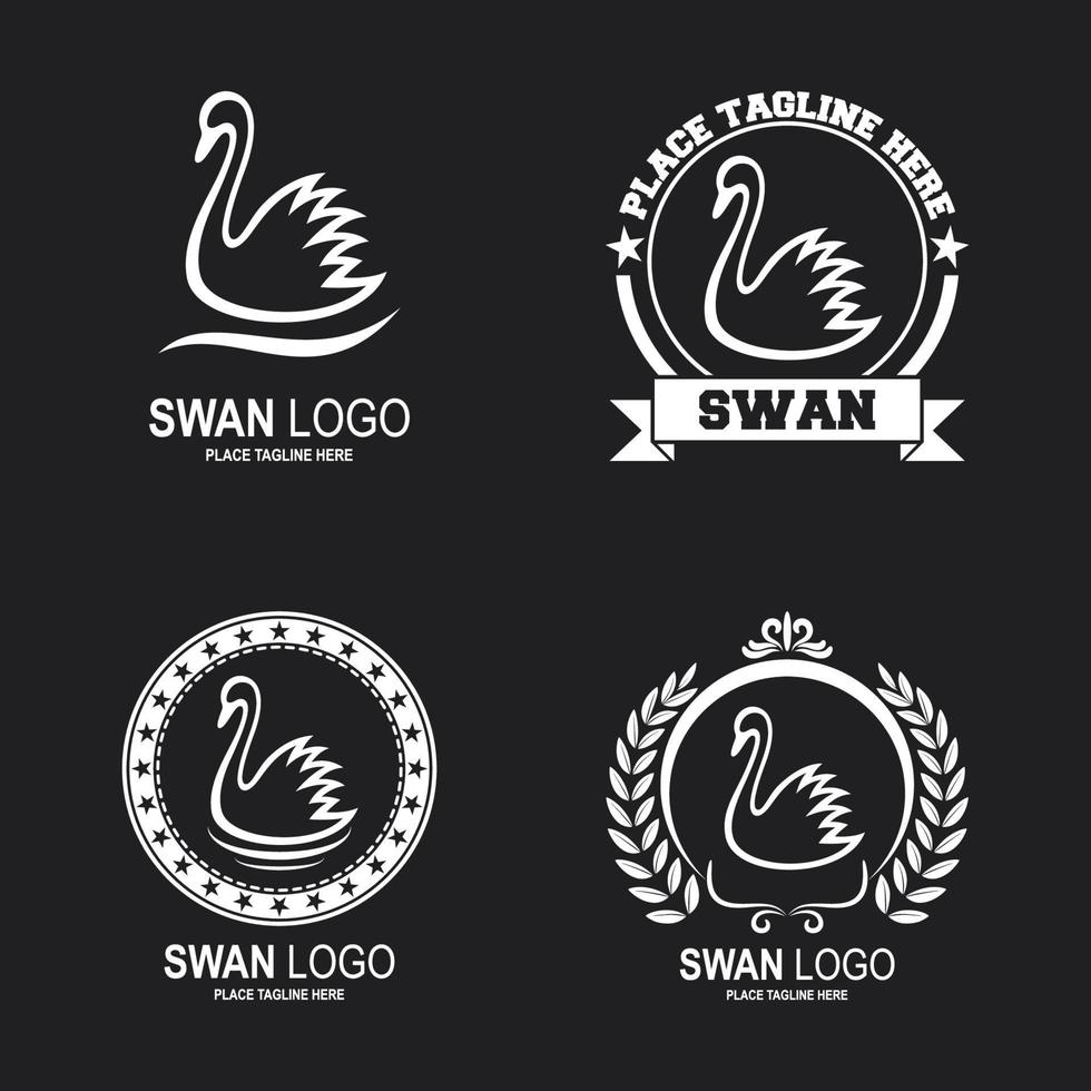 ícone de cisne e logotipo. ilustração vetorial vetor