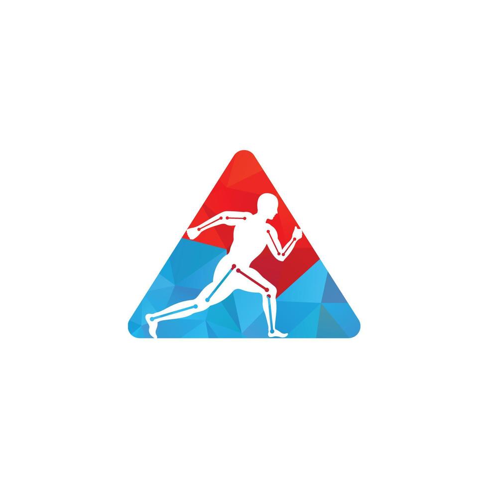 projeto de vetor de conceito de tratamento de fisioterapia. logotipo da clínica de fisioterapia de corrida humana.