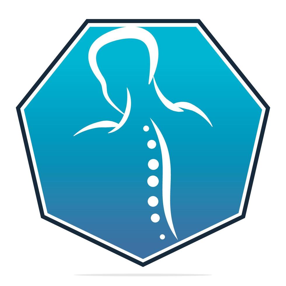 ilustração em vetor design de logotipo de quiropraxia. logotipo da dor da coluna vertebral humana. logotipo de cuidados com a coluna.