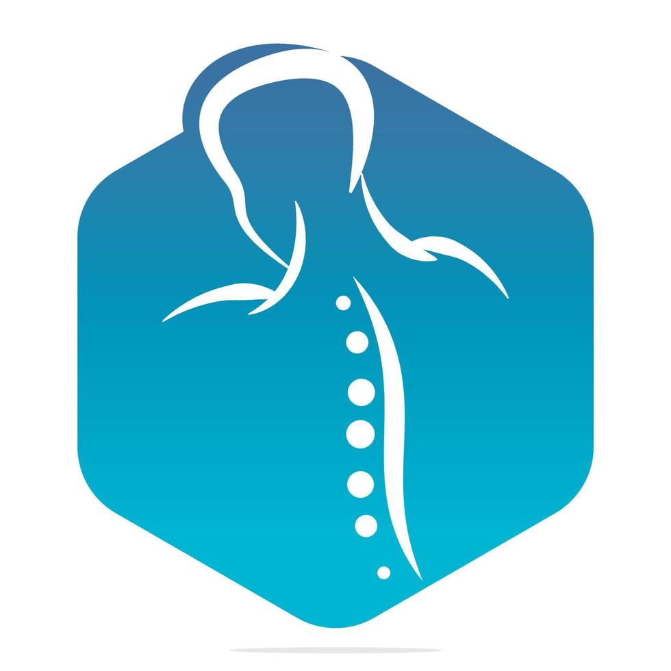 ilustração em vetor design de logotipo de quiropraxia. logotipo da dor da coluna vertebral humana. logotipo de cuidados com a coluna.