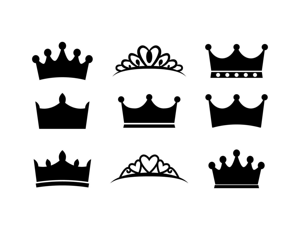 coleção de design de ilustração de silhueta de símbolo de coroa vetor