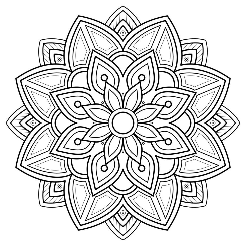 mandala arte digital padrão arte na parede livro de colorir padrão de renda o desenho de tatuagem para uma camisa de pintura de papel de parede e design de adesivo de estêncil de azulejo ornamento de círculo decorativo em estilo oriental étnico vetor