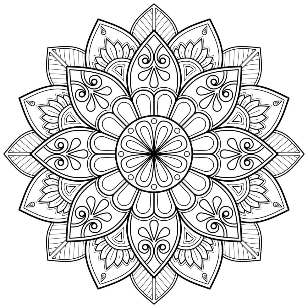 mandala arte digital padrão arte na parede livro de colorir padrão de renda o desenho de tatuagem para uma camisa de pintura de papel de parede e design de adesivo de estêncil de azulejo ornamento de círculo decorativo em estilo oriental étnico vetor