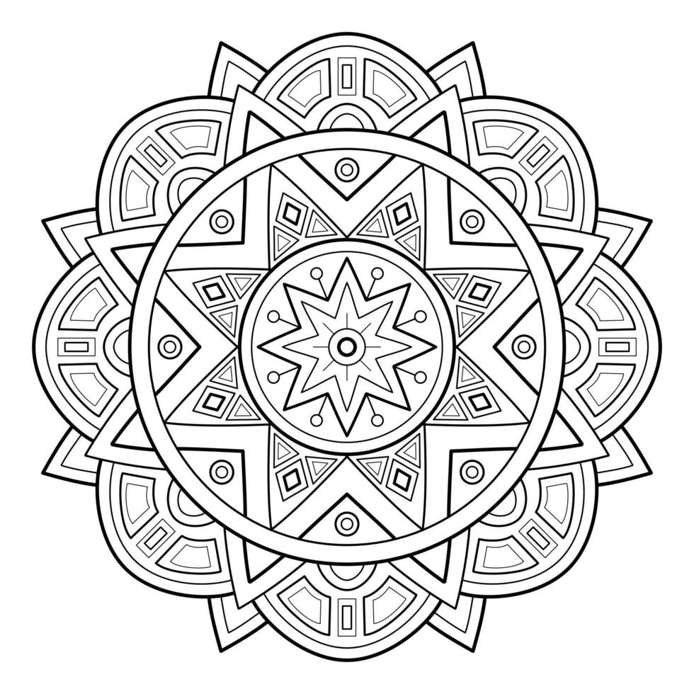 mandala arte digital padrão arte na parede livro de colorir padrão de renda o desenho de tatuagem para uma camisa de pintura de papel de parede e design de adesivo de estêncil de azulejo ornamento de círculo decorativo em estilo oriental étnico vetor