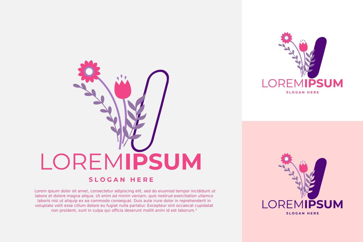 letra i ilustração de modelo de vetor de design de logotipo com flores