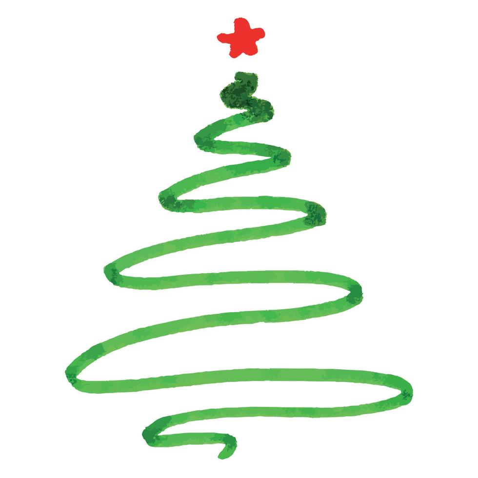 árvore de Natal mão desenhada ilustração isolada no fundo branco. elemento de design de vetor colorido de inverno de férias para cartão, impressão, web, design, decoração