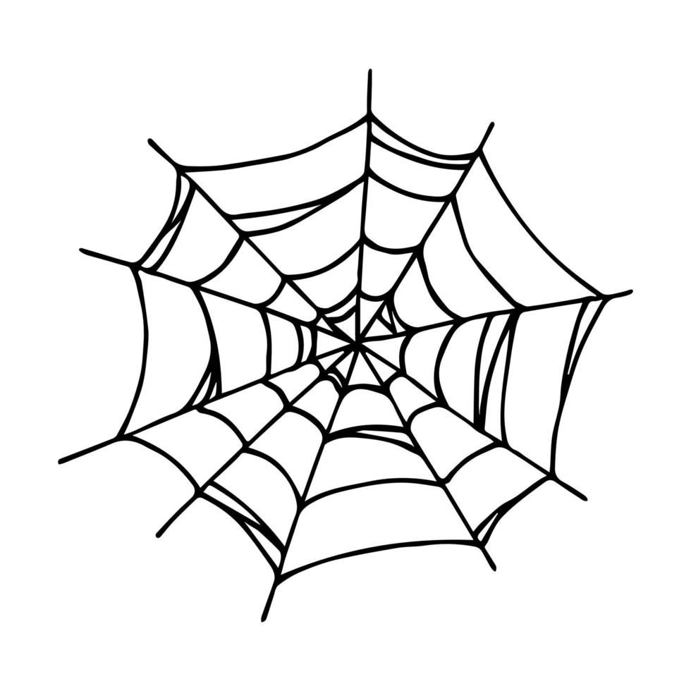 ilustração de teia de aranha desenhada de mão simples. clipart fofo de gossamer. doodle de halloween para impressão, web, design, decoração, logotipo vetor