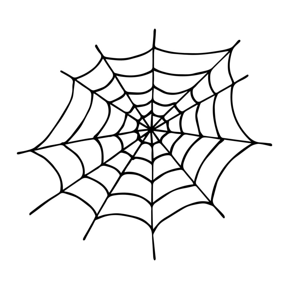 ilustração de teia de aranha desenhada de mão simples. clipart fofo de gossamer. doodle de halloween para impressão, web, design, decoração, logotipo vetor