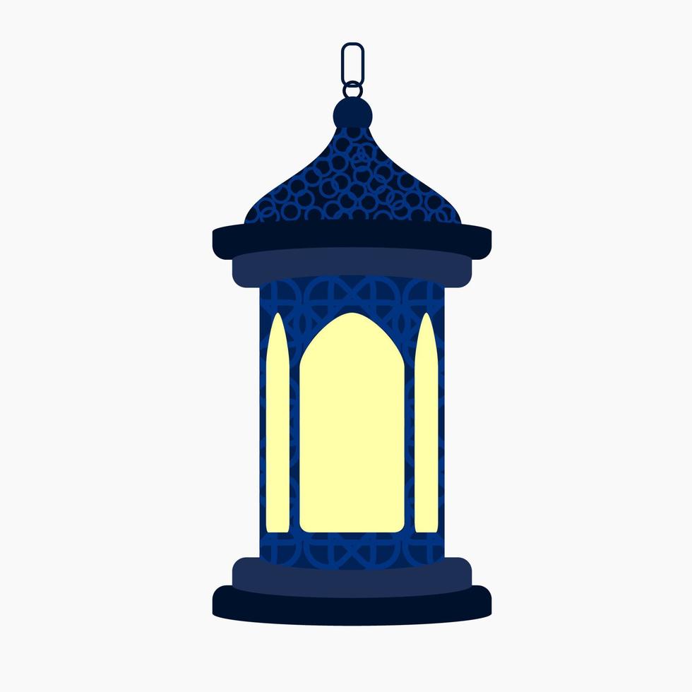 ilustração vetorial de lanterna árabe azul padronizada em pé isolado editável para a tradição da cultura do Oriente Médio e momentos islâmicos como o conceito de ramadã e eid vetor