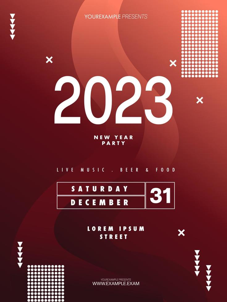 modelo abstrato de cartaz de festa de ano novo de 2023. fundo de folheto abstrato líquido vetor