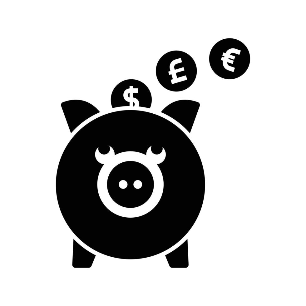 ícone de cofrinho preto que é adequado para o seu negócio financeiro vetor