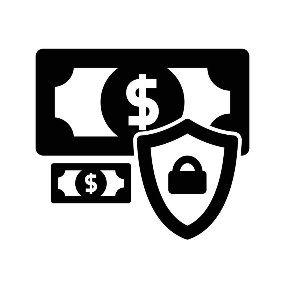 ícone de proteção de dinheiro preto adequado para o seu negócio financeiro vetor