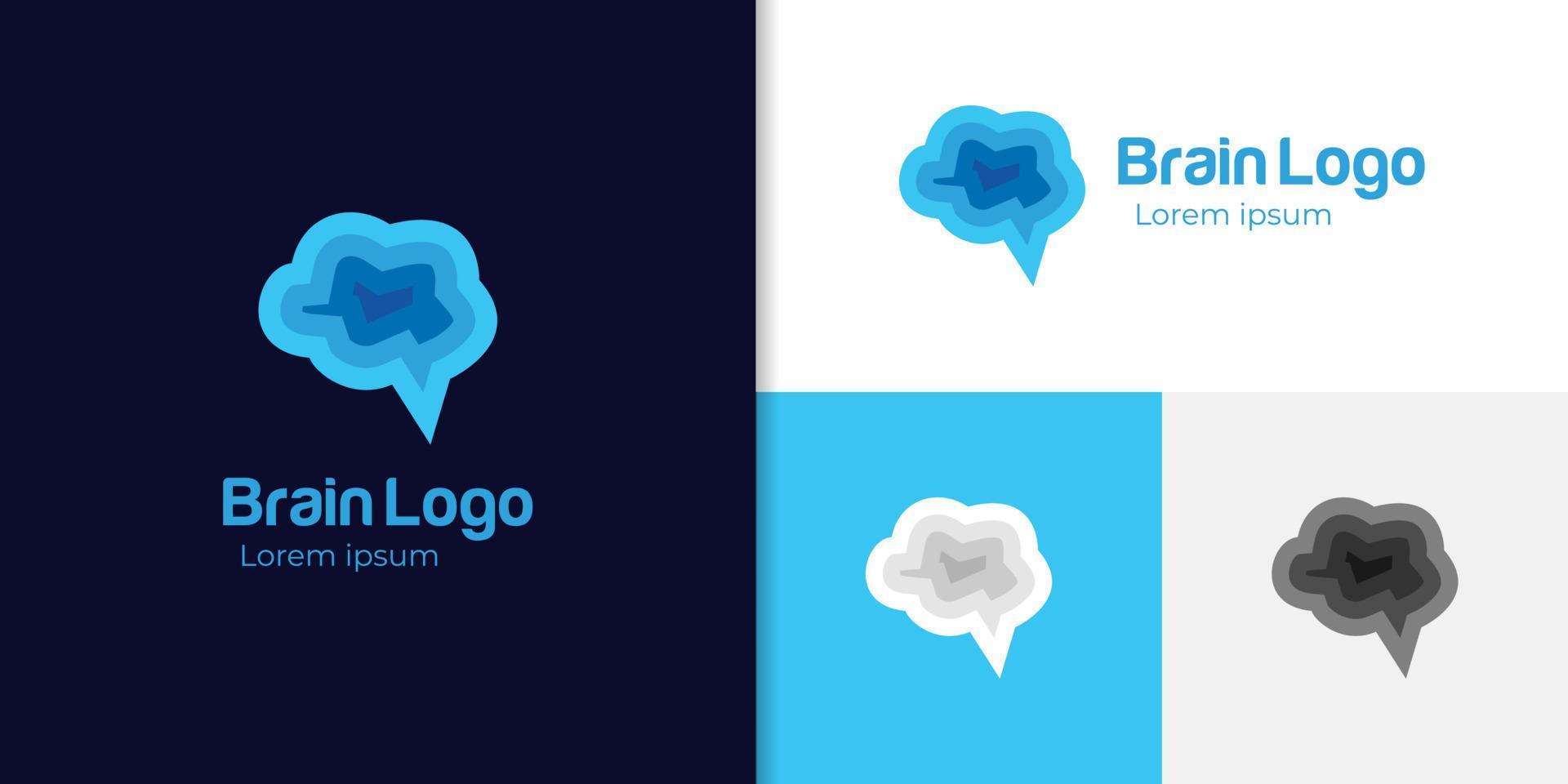 logotipo criativo da cor do cérebro. design de símbolo inteligente de gênio. elementos abstratos do logotipo do cérebro vetor