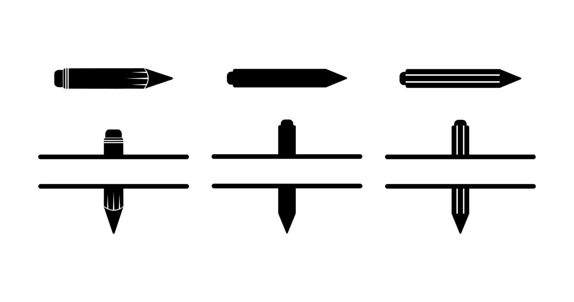 conjunto de ilustração de ícone de lápis com modelo de nome vetor