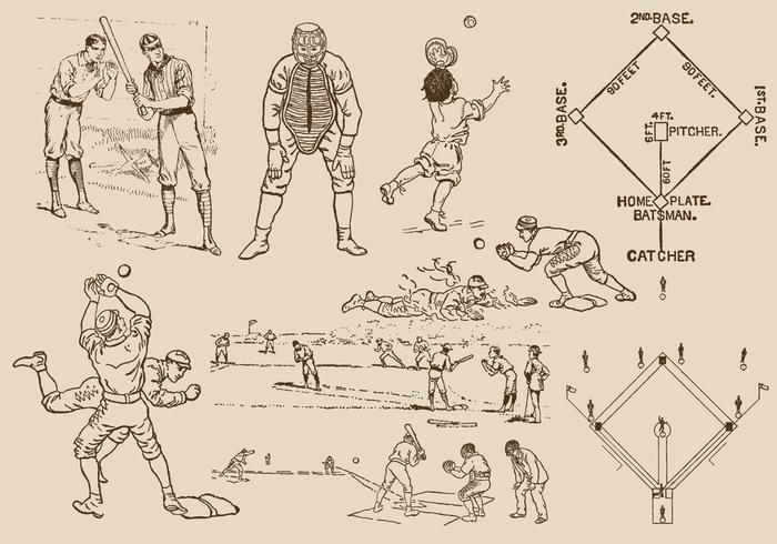 Desenhos de beisebol vetor