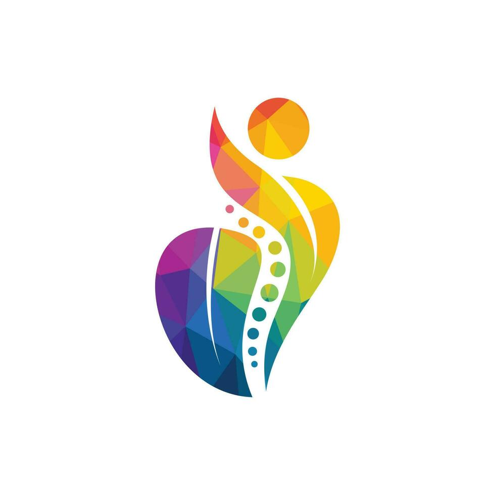 ilustração vetorial de design de logotipo de quiropraxia. logotipo da dor. logotipo de cuidados com a coluna. centro de bem-estar ósseo, ortopédico e quiroprático. vetor