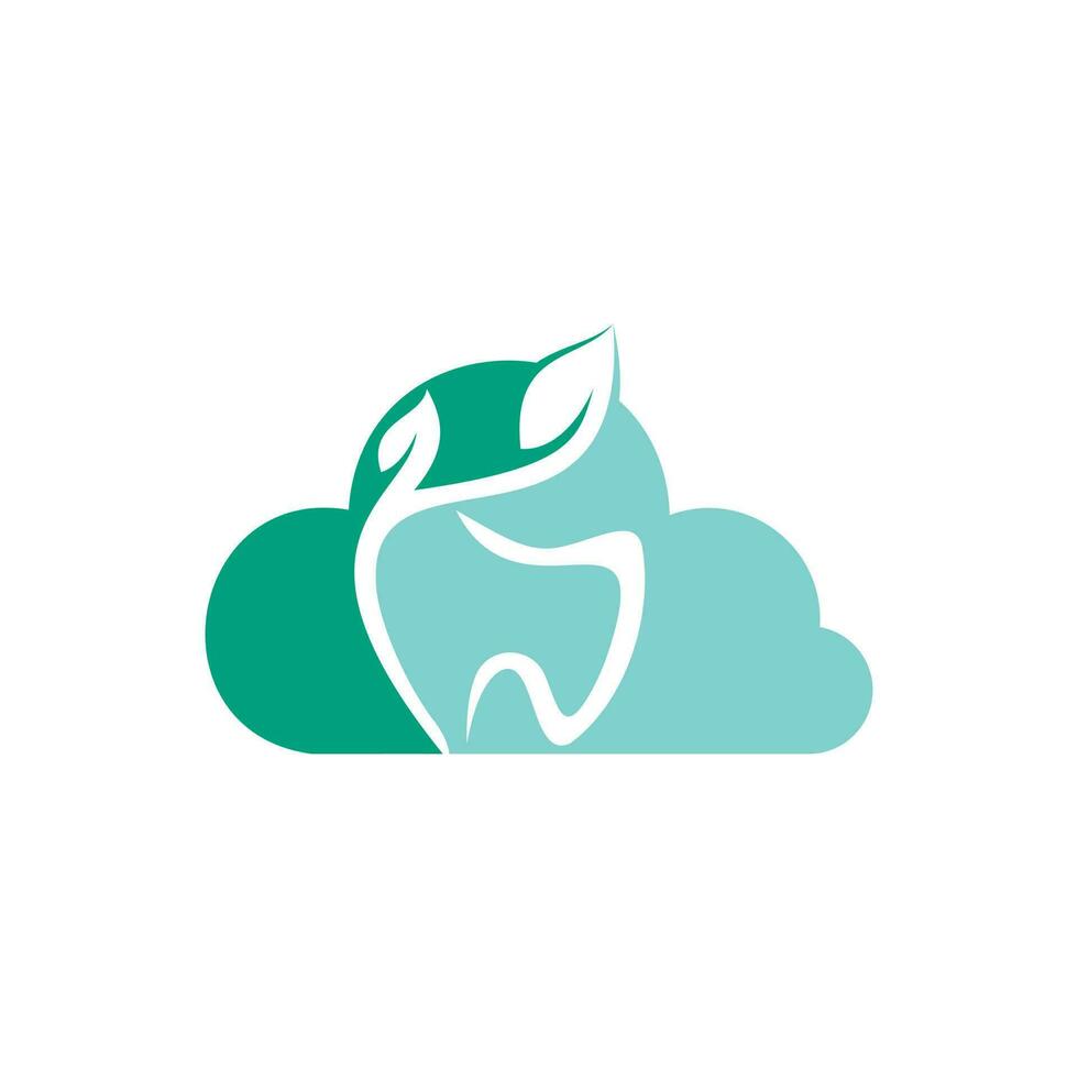 design de logotipo de vetor dental natural. design de logotipo de ícone de dente e folha.